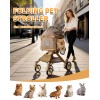 SteAnny Stroller for Dog&Cat,Pet Stroller with 4-Wheels Up to 55lbs, 2-in-1Removable Carrier(Khaki) Coupon Code: USD90