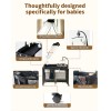 Pack n Play,Playard With Bassinet,Foldble Bedside Sleep 4Wheels,Mosquito Net,Changing Table,Toys Bar with Music