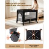 Pack n Play,Playard With Bassinet,Foldble Bedside Sleep 4Wheels,Mosquito Net,Changing Table,Toys Bar with Music