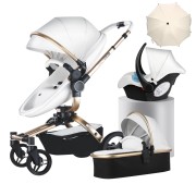 AULON Baby Stroller 360° Rotation 3-in-1 Pram Combo Car Seat Travel System