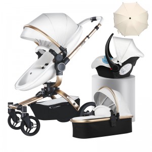 AULON Baby Stroller 360° Rotation 3-in-1 Pram Combo Car Seat Travel System