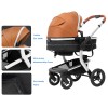 SteAnny Standard Baby Stroller Foldable Portable Pram Unisex Infant Carriage PU Leather