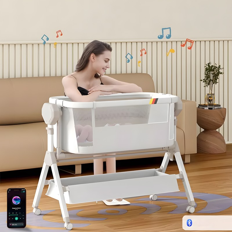 Steanny Bassinet Automatic Rocking Bassinet Electric Swing Bedside Sleeper for Baby Newborn Co-Sleeper Suit 0-6M. Coupon:USD50for705
