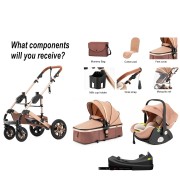 Steanny Baby Stroller 2-in-1 Baby Carriage Reversible Stroller Foldable Pram Upto 55lbs, Suit Newborn to Toddler with Mami Bag (Coupon Code: USD120)