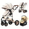 Steanny 5-IN-1 Baby Stroller, Baby Carriage 3in1,Baby Travel System, Foldable Newborn Pram, Reversible Standard Stroller Combo Car Seat and Isofix Base