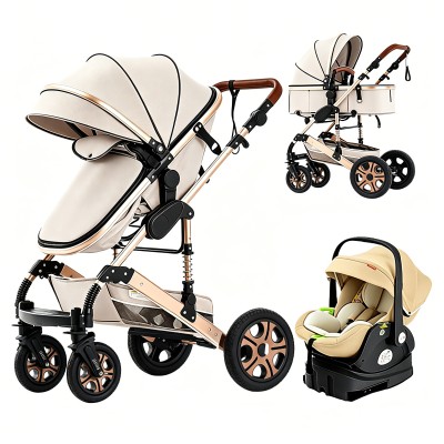 Steanny 5-IN-1 Baby Stroller, Baby Carriage 3in1,Baby Travel System, Foldable Newborn Pram, Reversible Standard Stroller Combo Car Seat and Isofix Base