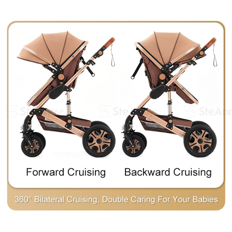 Steanny 5-IN-1 Baby Stroller, Baby Carriage 3in1,Baby Travel System, Foldable Newborn Pram, Reversible Standard Stroller Combo Car Seat and Isofix Base