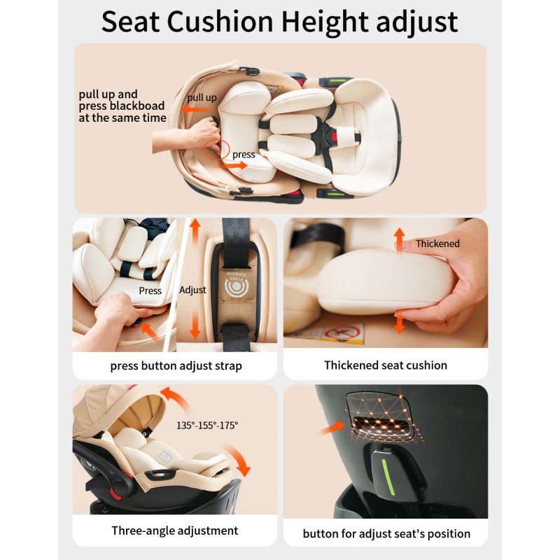 Steanny 5-IN-1 Baby Stroller, Baby Carriage 3in1,Baby Travel System, Foldable Newborn Pram, Reversible Standard Stroller Combo Car Seat and Isofix Base