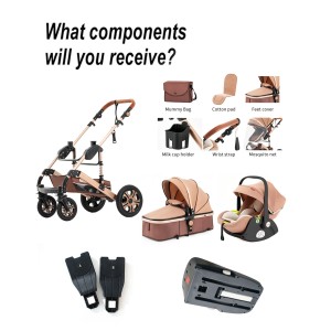Steanny 5-IN-1 Baby Stroller, Baby Carriage 3in1,Baby Travel System, Foldable Newborn Pram, Reversible Standard Stroller Combo Car Seat and Isofix Base