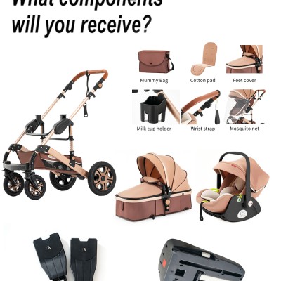 Steanny 5-IN-1 Baby Stroller, Baby Carriage 3in1,Baby Travel System, Foldable Newborn Pram, Reversible Standard Stroller Combo Car Seat and Isofix Base