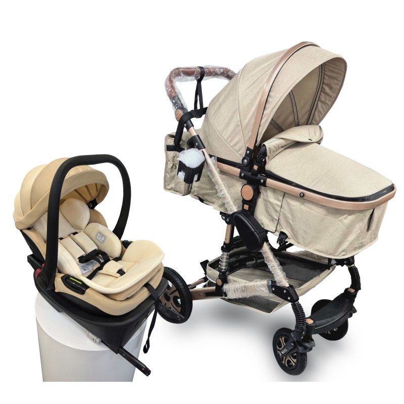 Steanny 5-IN-1 Baby Stroller, Baby Carriage 3in1,Baby Travel System, Foldable Newborn Pram, Reversible Standard Stroller Combo Car Seat and Isofix Base