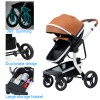 SteAnny Standard Baby Stroller Foldable Portable Pram Unisex Infant Carriage PU Leather