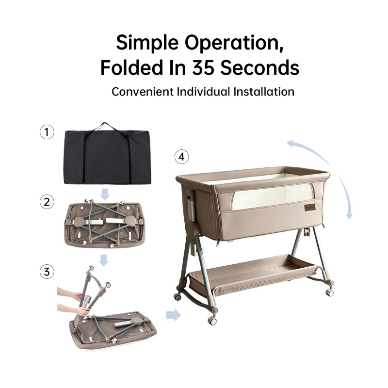 Steanny Baby Bassinets,,Newborn Bedside Sleeper Foldable Portable Rocking Bassinet Copon Code"  USD60OFF "
