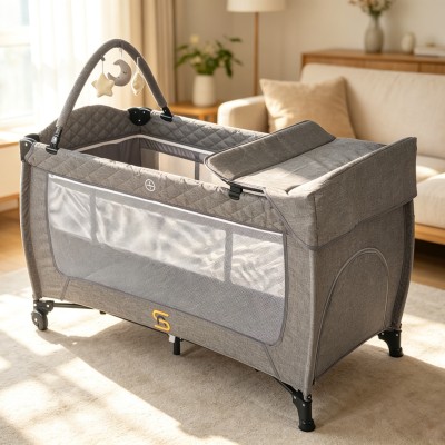 Pack 'n Play, Foldable Playard with Wheels & Changing Table, Suitable for Newborns to Toddlers( black)