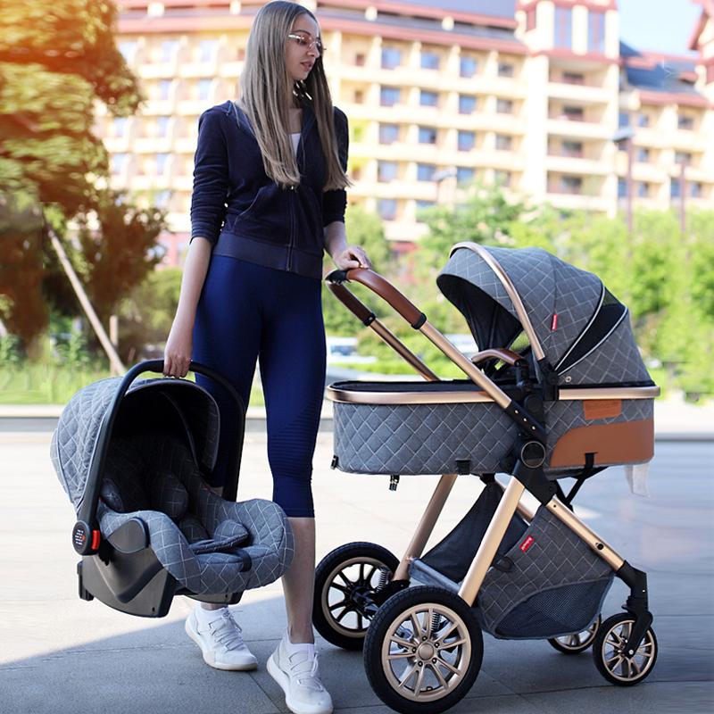 Luxury 3in1 Black Rose Gold Portable Baby Bassinet Carriage Stroller Set  Age 0-4