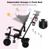 4-in-1 Reversible Toddler Tricycle with Height Adjustable Push Handle