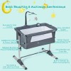 Height Adjustable Baby Side Crib with Music Box & Toys