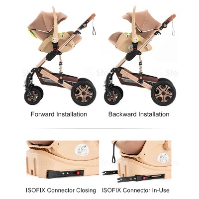 Baby Car Seat install onto Pram Travel System with ISOFIX Connector Base