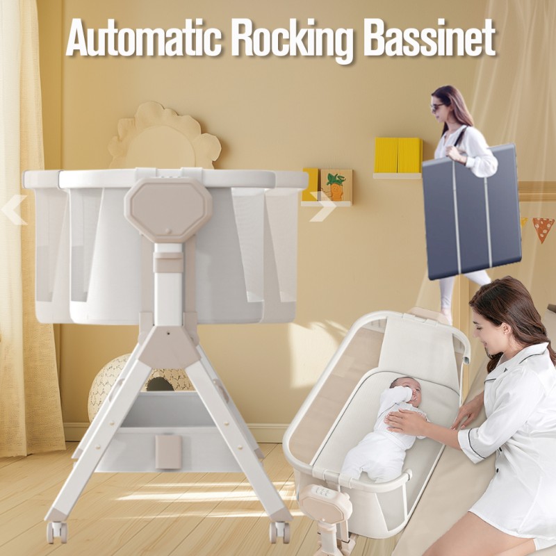 Steanny Electric Rocking Bassinet, Cribs, Beside Sleeper Newborn Co-Sleeper, Baby Sleeping Bed SA705