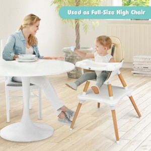 5-in-1 Baby Eat and Grow Convertible Wooden High Chair with Detachable Tray 5-in-1 Baby Eat and Grow Convertible Wooden High Chair with Detachable Tray
