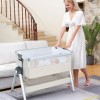 Baby Bedside Bassinet with Storage Basket and Wheels