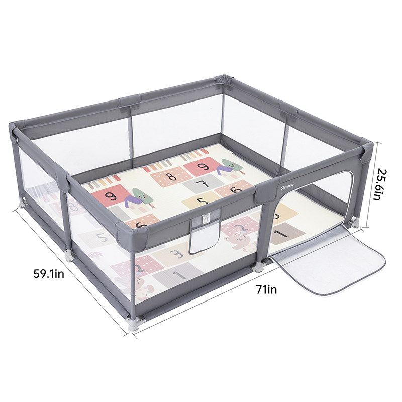 Large Baby Playpen with Mat, Play Yard for Toddlers, Includes Balls, Pull Rings, Anti-Slip Suckers, and Gate – Indoor & Outdoor Use