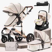Steanny 5-IN-1 Baby Stroller, Baby Carriage 3in1,Baby Travel System, Foldable Newborn Pram, Reversible Standard Stroller Combo Car Seat and Isofix Base Steanny 5-IN-1 Baby Stroller, Baby Carriage 3in1,Baby Travel System, Foldable Newborn Pram, Reversible Standard Stroller Combo Car Seat and Isofix Base